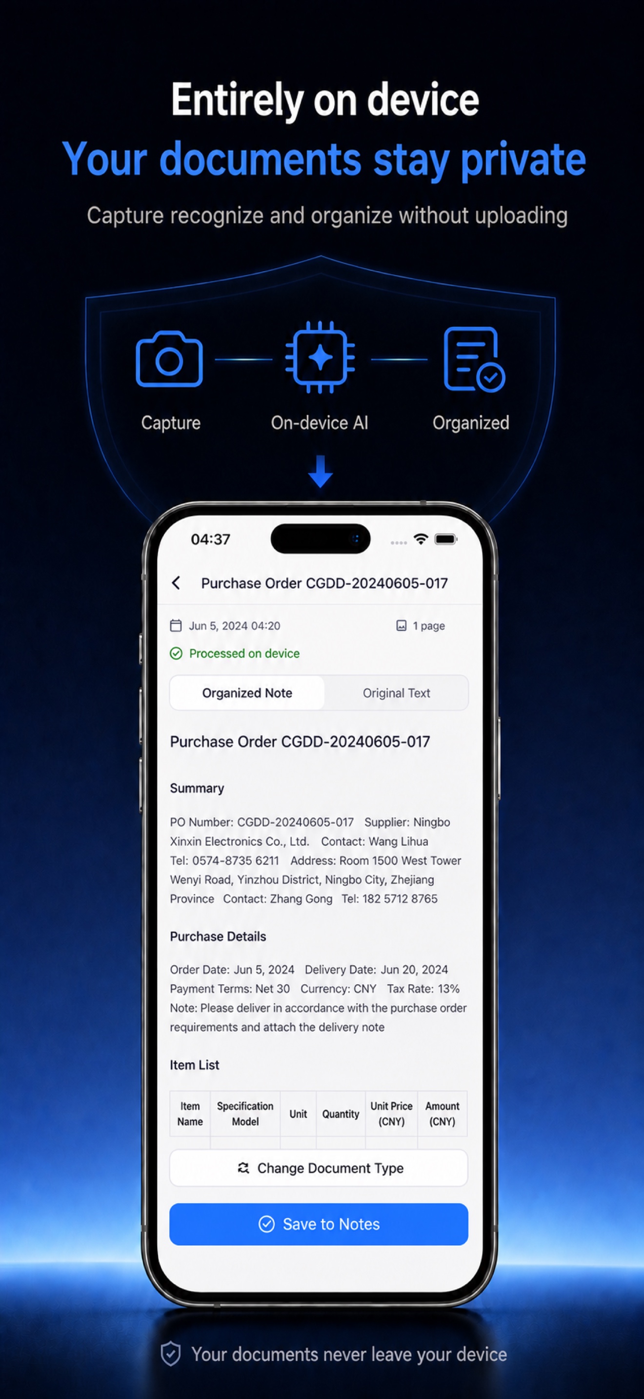 Local model. Zero cloud AI API calls.